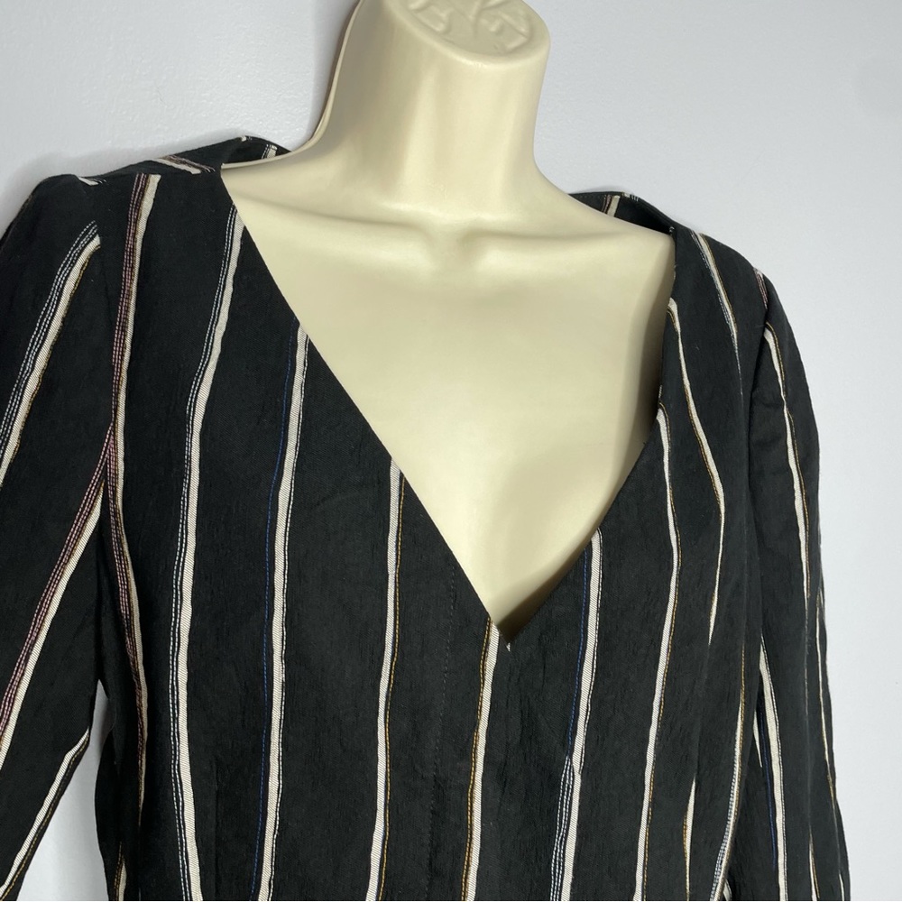 Protagonist  Black Striped V Neck Jacket - Picture 6 of 14